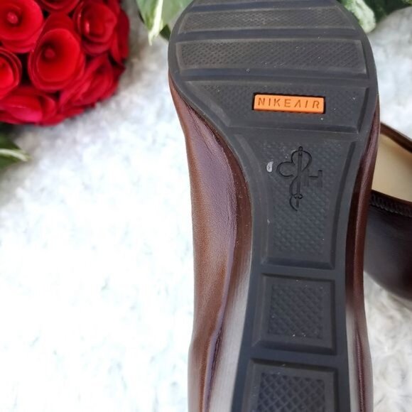 Cole Haan Leather Brown Wedge Platform Nike Air Academia Comfort Bow Woven - Picture 9 of 9